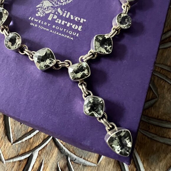 PERFECT for a WEDDING! Sterling Silver and light green amethyst necklace!! - Picture 1 of 7